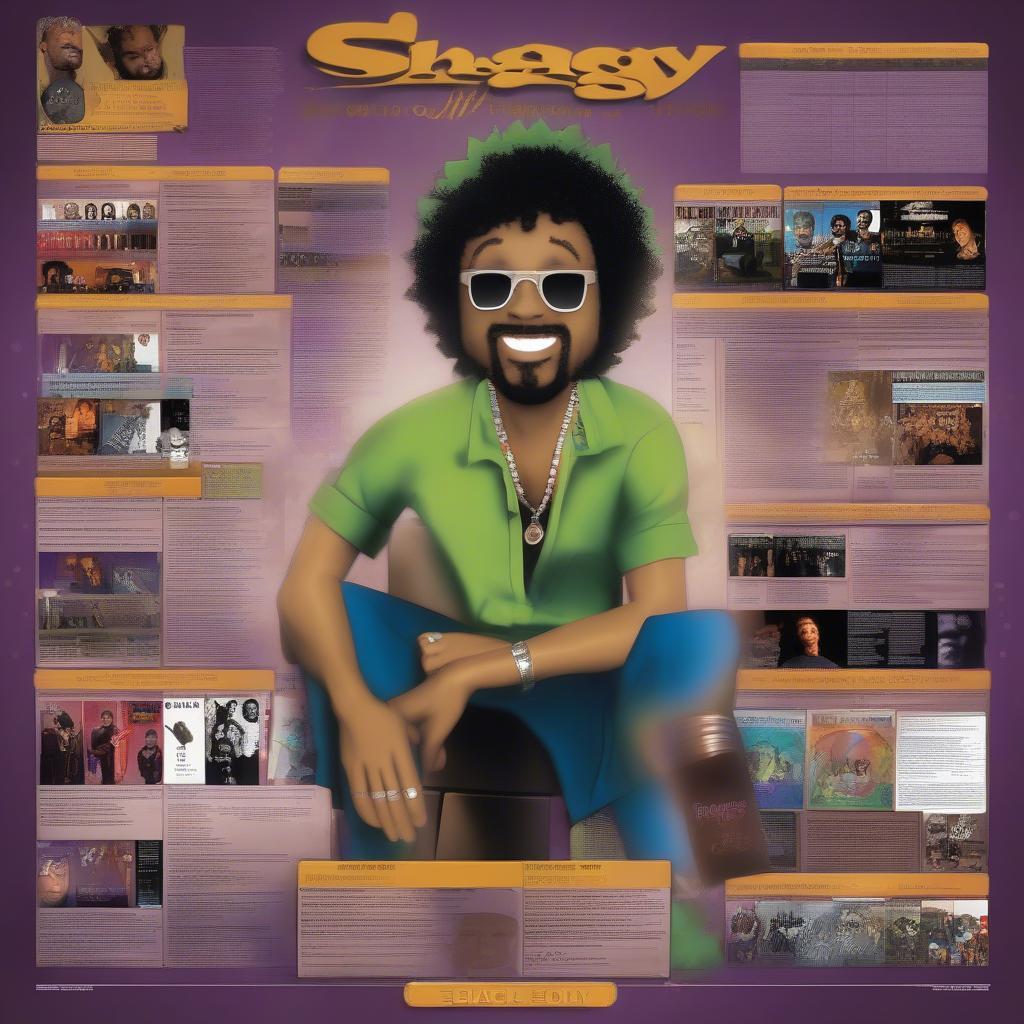 Timeline of Shaggy's musical career, highlighting key milestones and album releases.