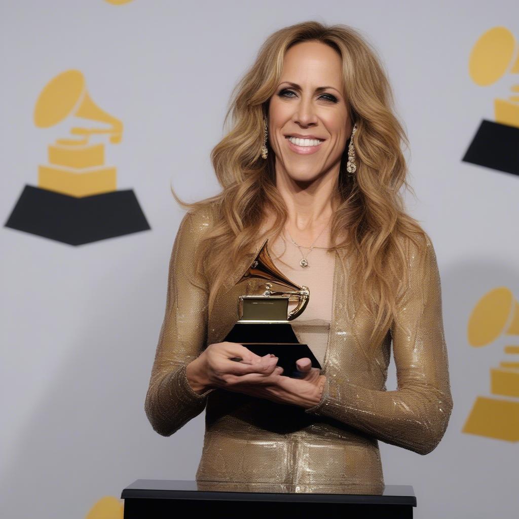 Sheryl Crow receiving a Grammy Award