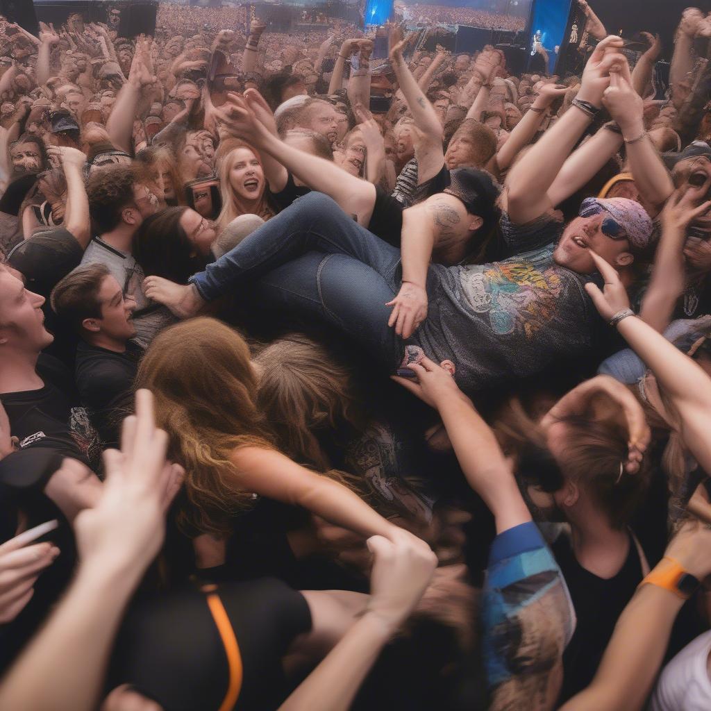 Crowd surfing at ShipRocked 2019