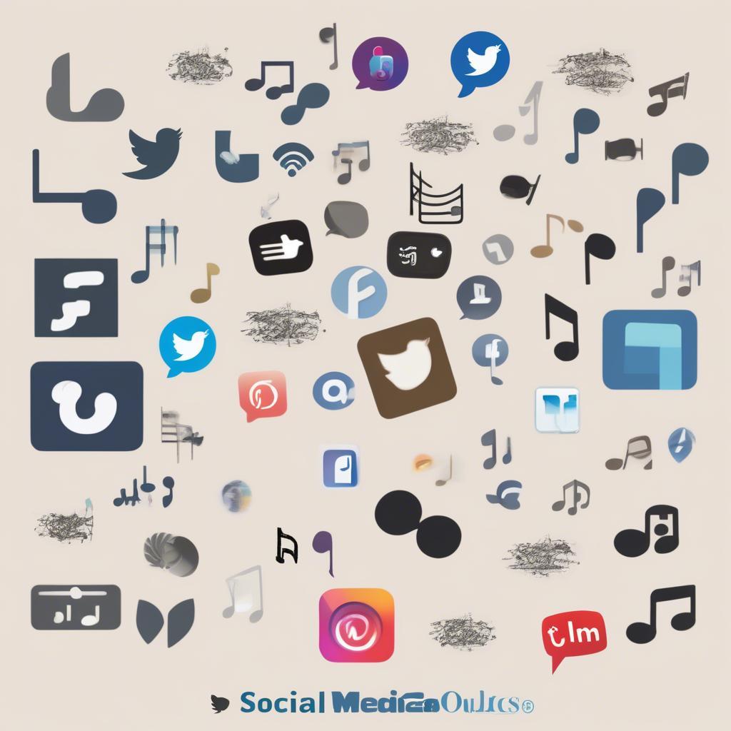 Social media platforms and music notes representing the influence of social media on music in 2014.