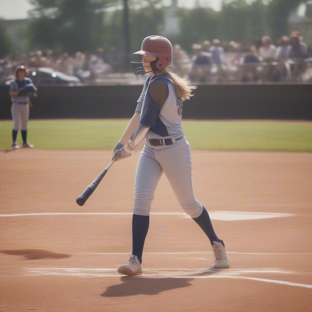 Softball Batter Walking Up to Plate