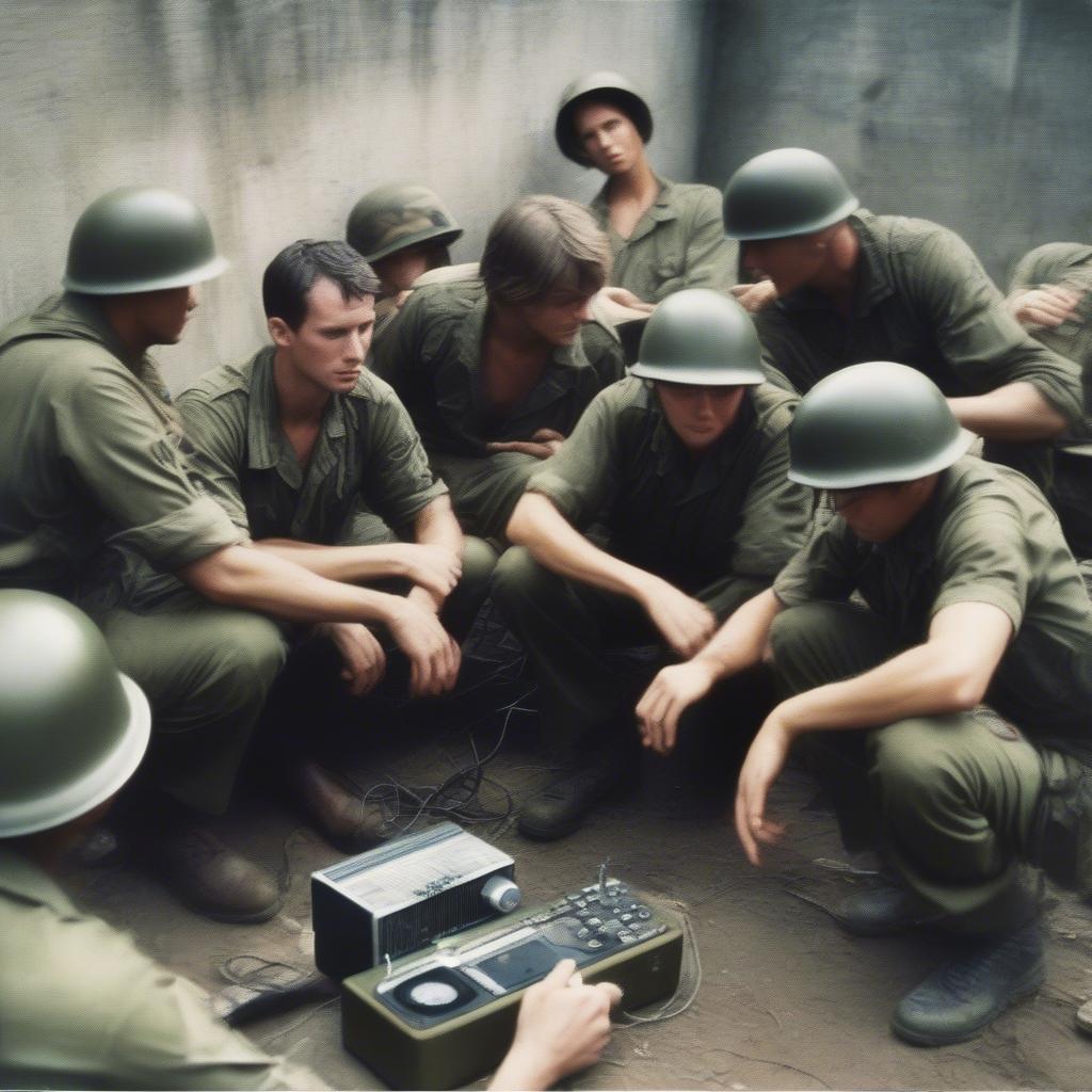 Soldiers Listening to Radio in Vietnam