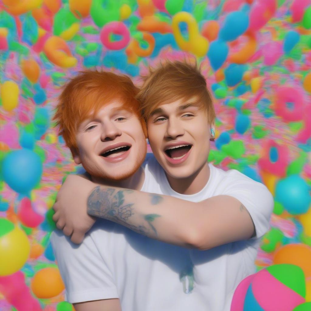 Ed Sheeran and Justin Bieber in the "I Don't Care" music video