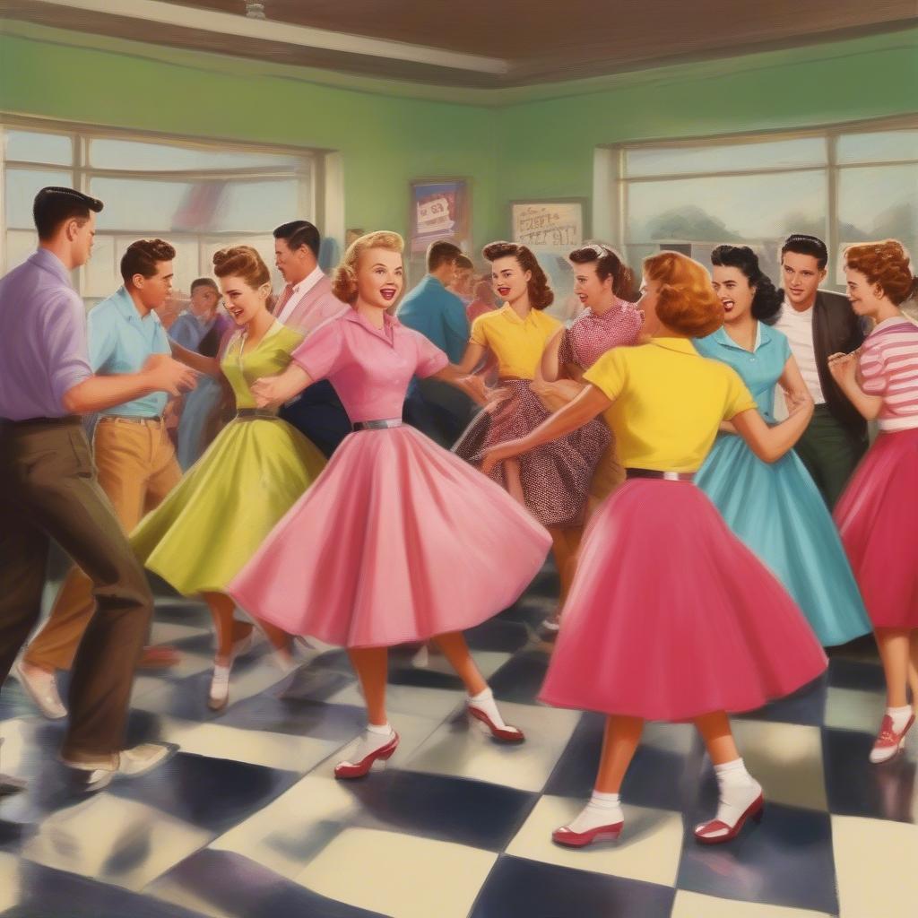 Teenagers Dancing at a Sock Hop