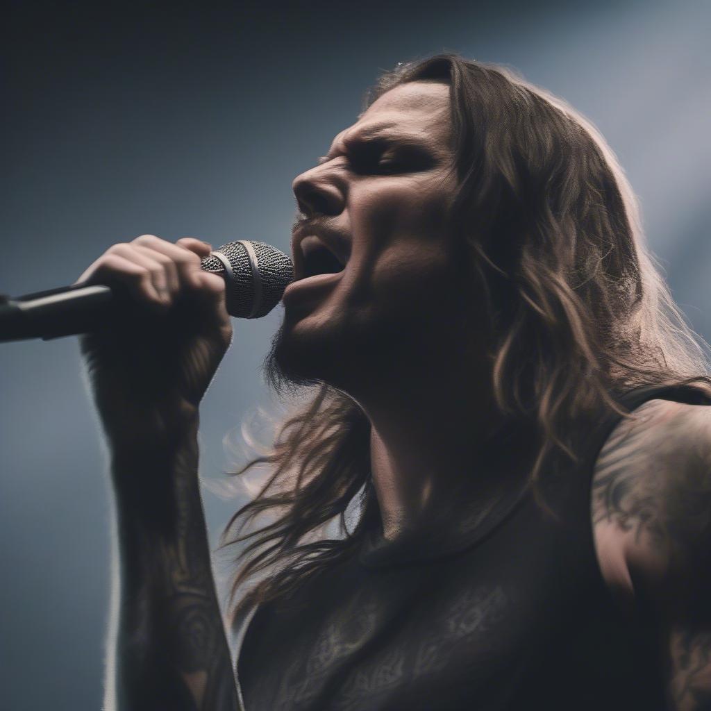 Tim Lambesis, lead vocalist of As I Lay Dying, performing live