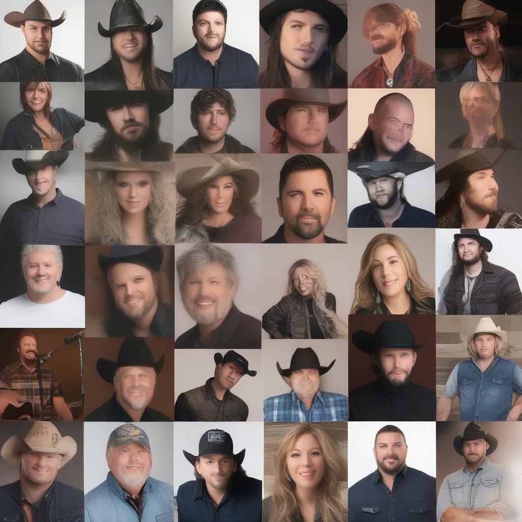 Top Country Artists on 93.1 The Wolf:  A collage of images showcasing the top artists currently featured on the radio station.