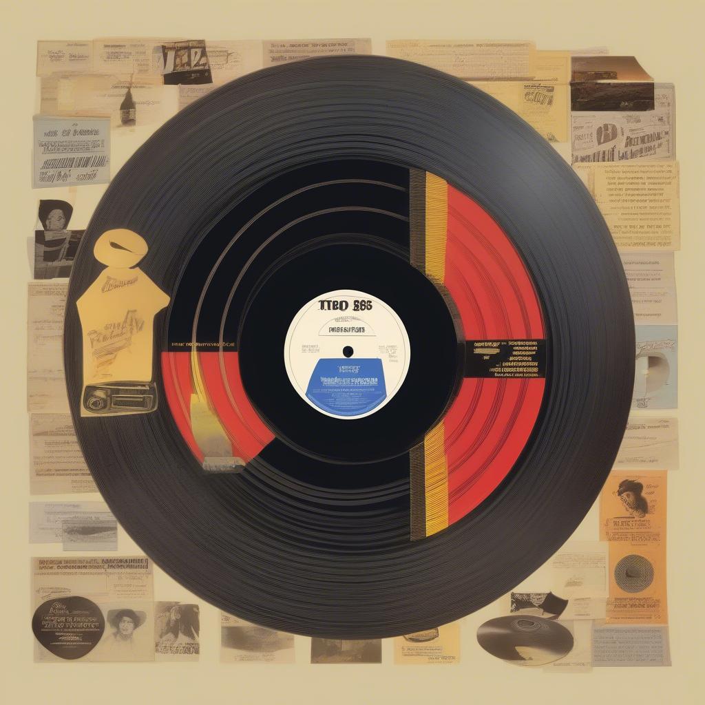 Top Country Hits of 1985: A stylized image featuring vinyl records of the biggest hits, including "Does the Wind Blow Through You," "The Fireman," and "40 Hour Week."