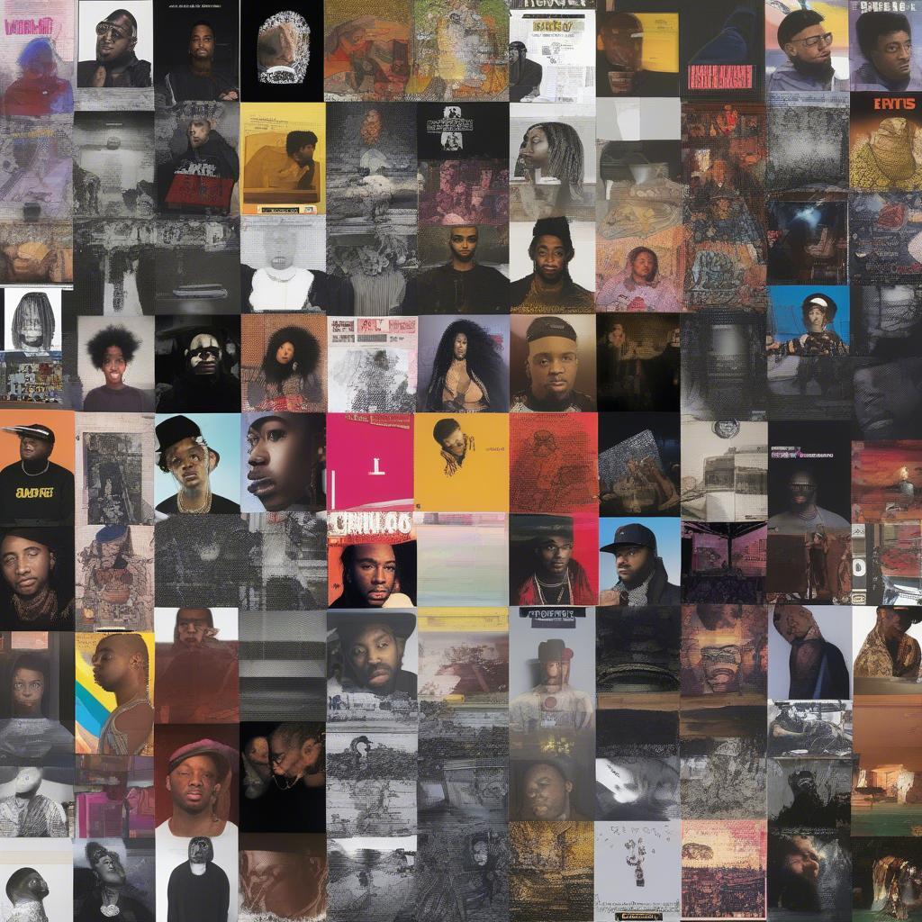 A collage of album covers from top hip hop songs of 2017