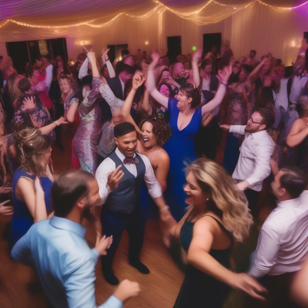 Wedding Reception Dance Floor with Guests Dancing to 2015 Hits