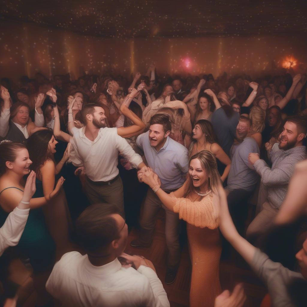 Wedding Reception Dance Floor Packed with Guests