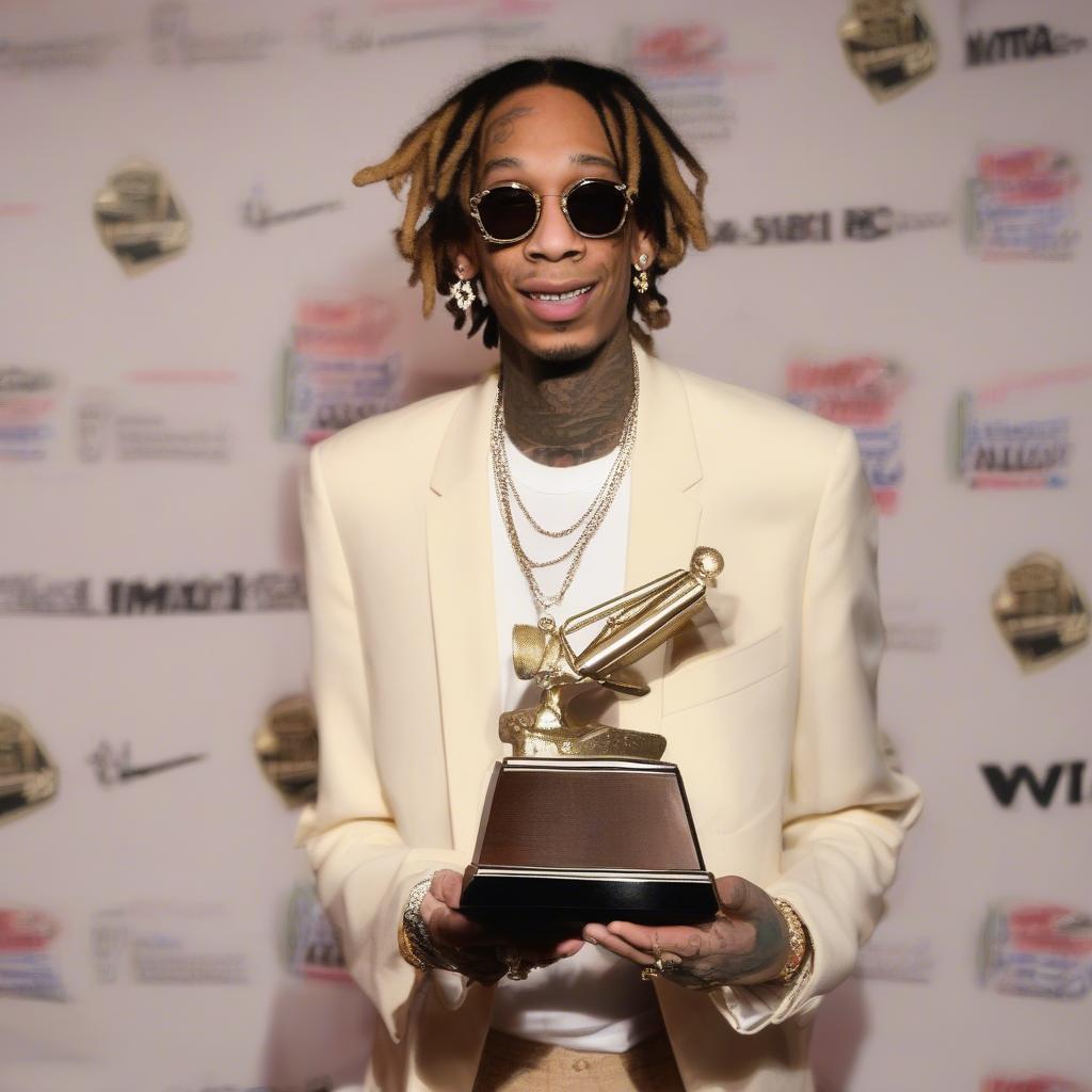 Wiz Khalifa at an award show receiving an award