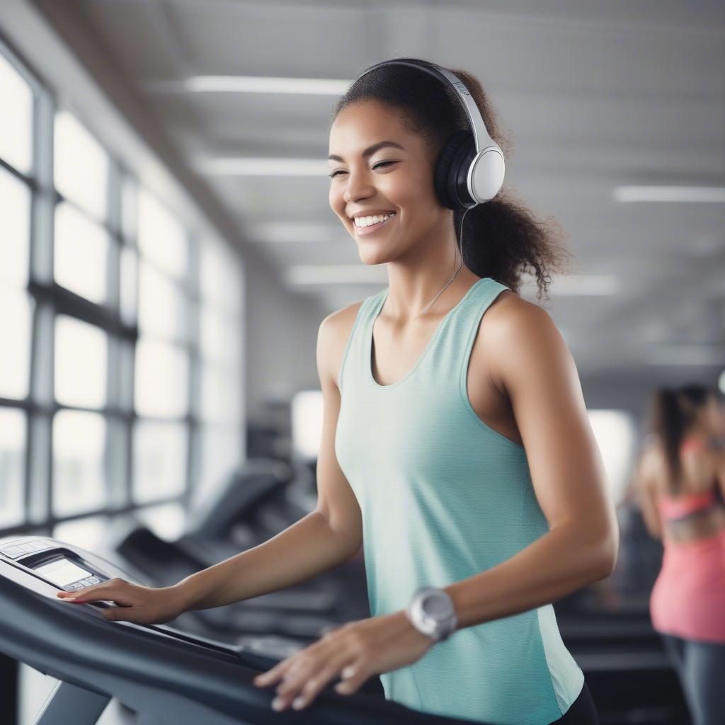 Woman Listening to Music While Working Out